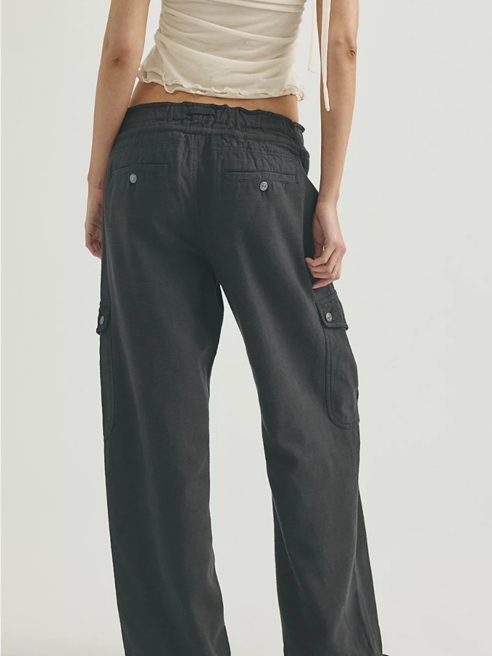 Free people We the Free Park Avenue Black Drawstring Cargo Joggers, Large - Picture 3 of 4